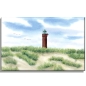 Preview: Leinwand 40 x 30 cm Keilrahmen Canvas-Leinen Aquarell Maritim Kunst Druck Kunstdruck Nordsee Norderney Leuchtturm Insel Strand Düne